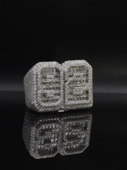 Custom Iced Out Championship Ring, 925 Sterling Silver & VVS Moissanite, Number Ring, Personalized Hip Hop Bling Ring, Men's Statement Ring