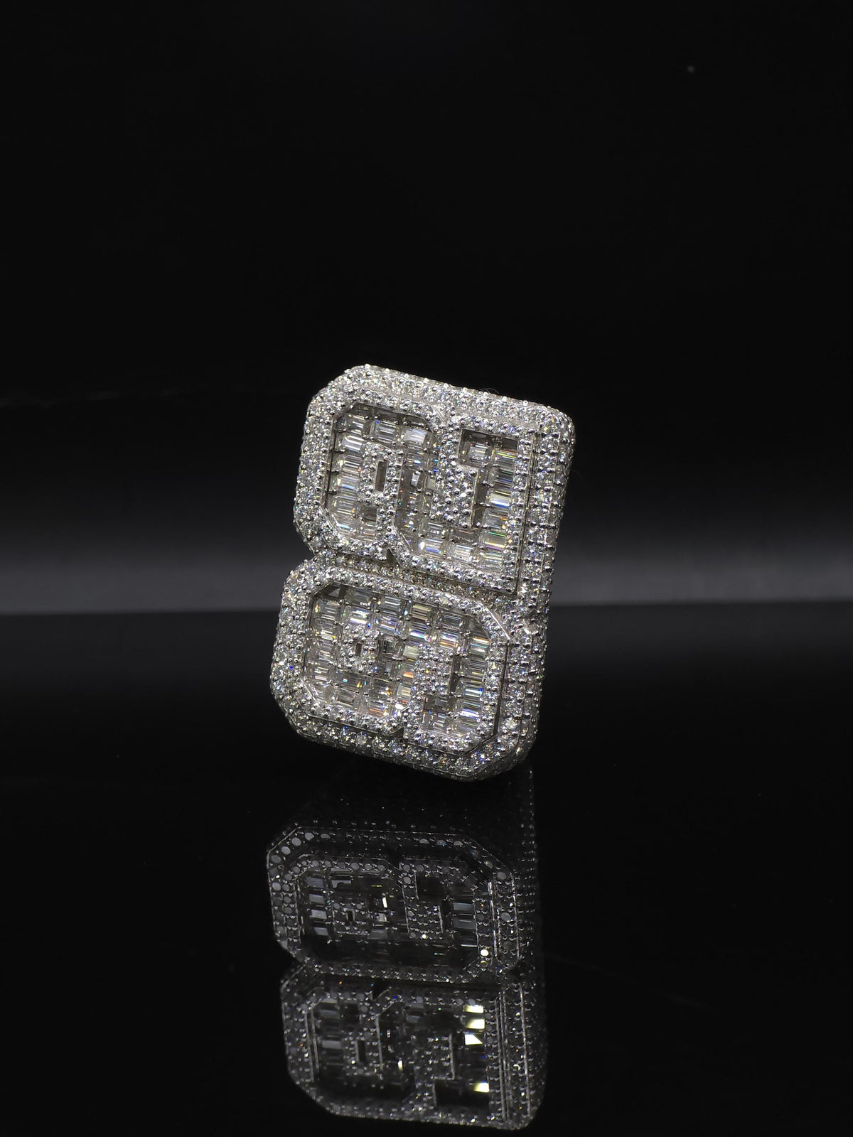 Baguette Moissanite Number Ring, Custom Iced Out 2 Digit Ring, 925 Sterling Silver, Personalized Hip Hop Jewelry