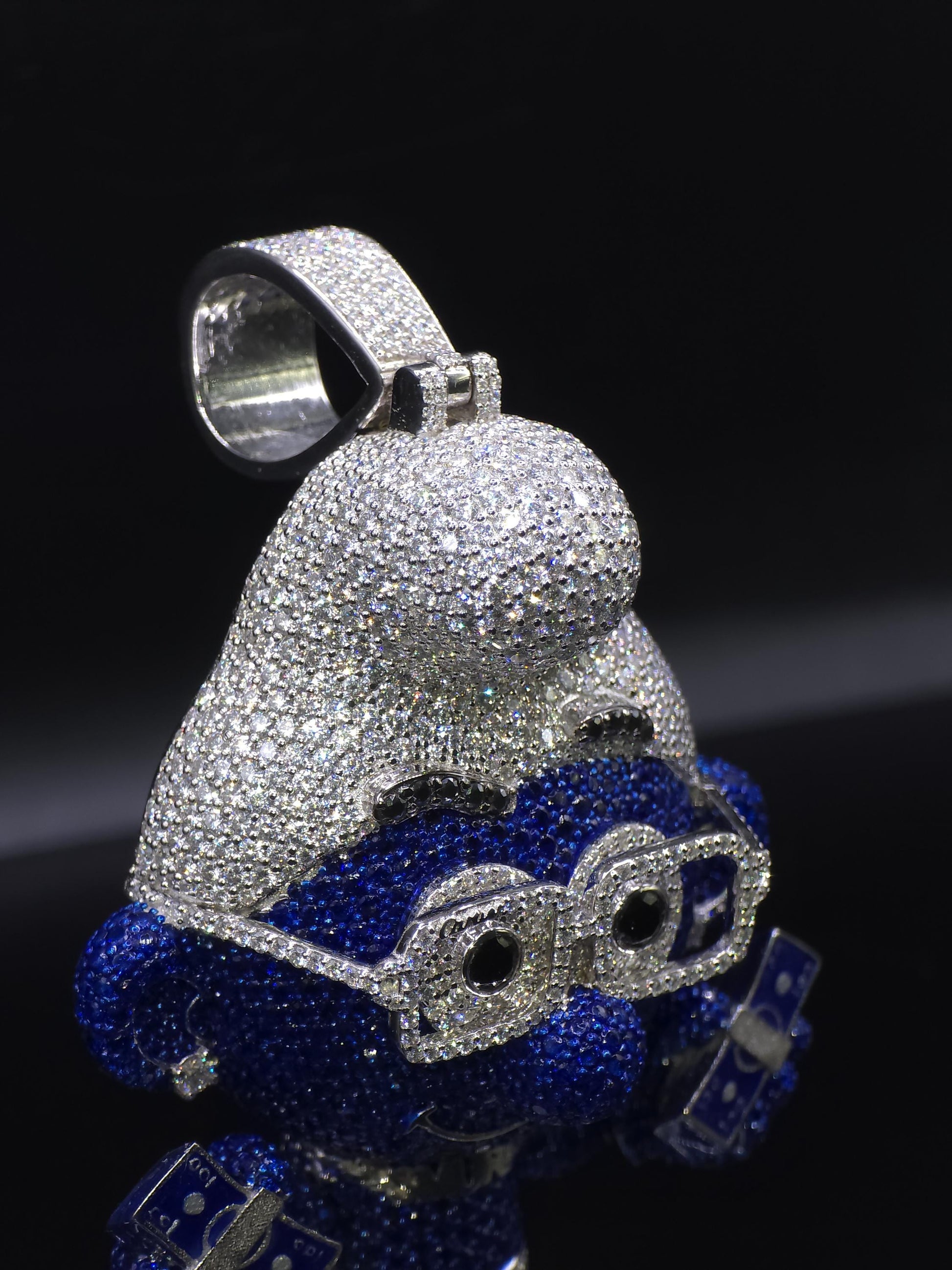 3" Iced Smurf VVS Moissanite Diamond Pendant, 925 Sterling Silver, Hip Hop Jewelry, Pass Diamond Tester