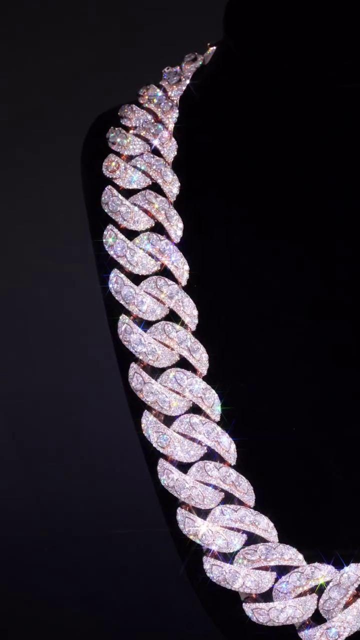 28mm Moissanite Miami Cuban Link Chain | Raised Marquise Pear Oval Cuts | 170ct VVS1 Moissanite | 925 Sterling Silver | Pass Diamond Tester