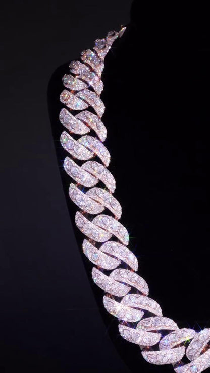 28mm Moissanite Miami Cuban Link Chain | Raised Marquise Pear Oval Cuts | 170ct VVS1 Moissanite | 925 Sterling Silver | Pass Diamond Tester