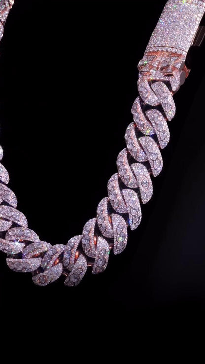 28mm Moissanite Miami Cuban Link Chain | Raised Marquise Pear Oval Cuts | 170ct VVS1 Moissanite | 925 Sterling Silver | Pass Diamond Tester