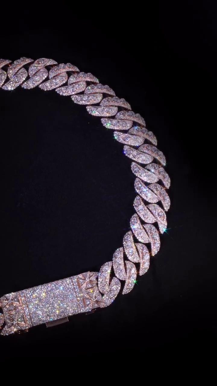 28mm Moissanite Miami Cuban Link Chain | Raised Marquise Pear Oval Cuts | 170ct VVS1 Moissanite | 925 Sterling Silver | Pass Diamond Tester