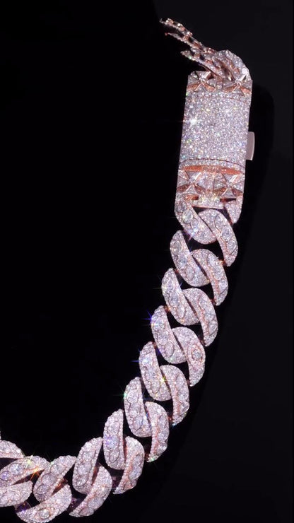 28mm Moissanite Miami Cuban Link Chain | Raised Marquise Pear Oval Cuts | 170ct VVS1 Moissanite | 925 Sterling Silver | Pass Diamond Tester