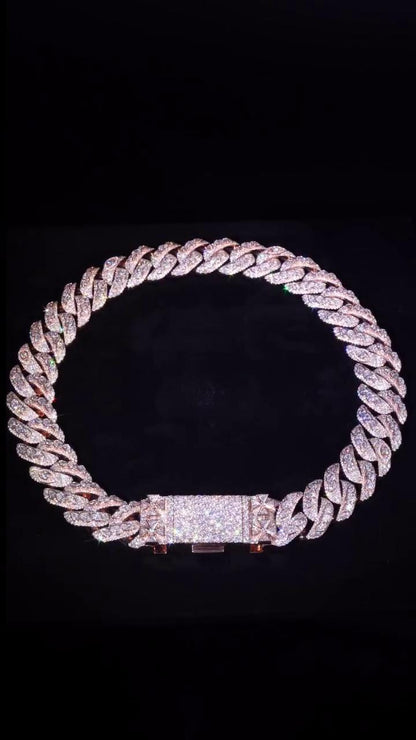 28mm Moissanite Miami Cuban Link Chain | Raised Marquise Pear Oval Cuts | 170ct VVS1 Moissanite | 925 Sterling Silver | Pass Diamond Tester