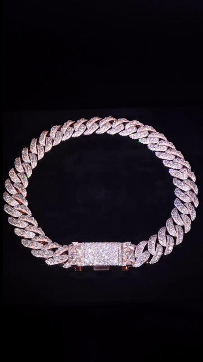 28mm Moissanite Miami Cuban Link Chain | Raised Marquise Pear Oval Cuts | 170ct VVS1 Moissanite | 925 Sterling Silver | Pass Diamond Tester
