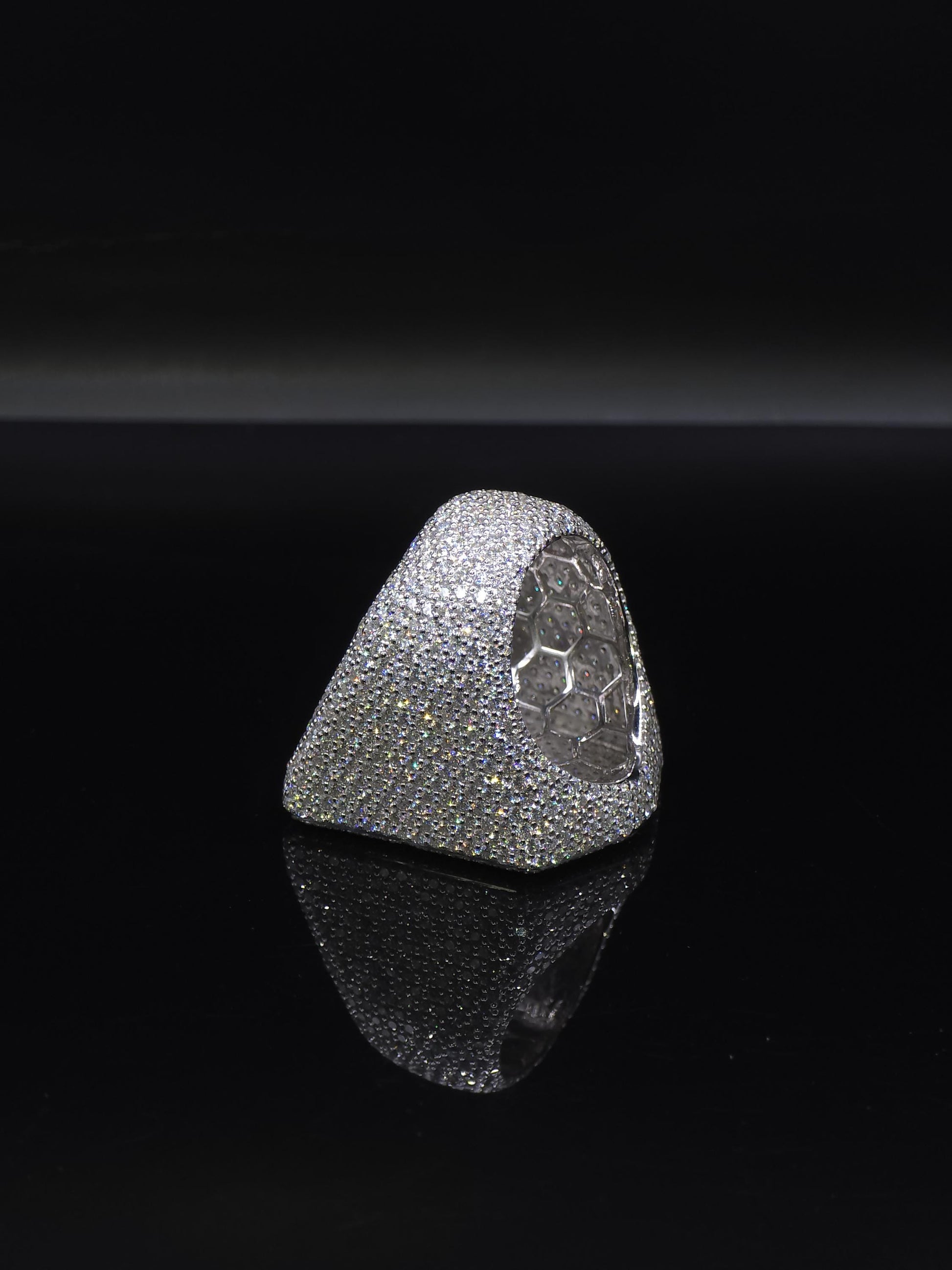 Iced Out Decepticon Ring Moissanite | Black White VVS Moissanite Ring | 925 Silver Hip Hop Statement Ring Mens Jewelry