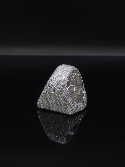 Iced Out Decepticon Ring Moissanite | Black White VVS Moissanite Ring | 925 Silver Hip Hop Statement Ring Mens Jewelry