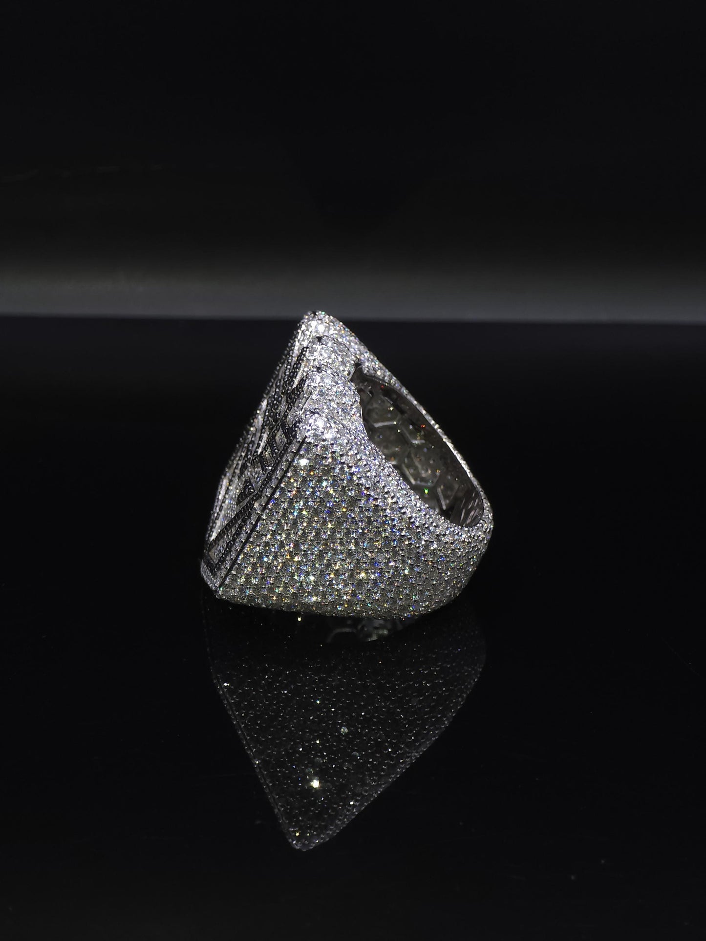 Iced Out Decepticon Ring Moissanite | Black White VVS Moissanite Ring | 925 Silver Hip Hop Statement Ring Mens Jewelry