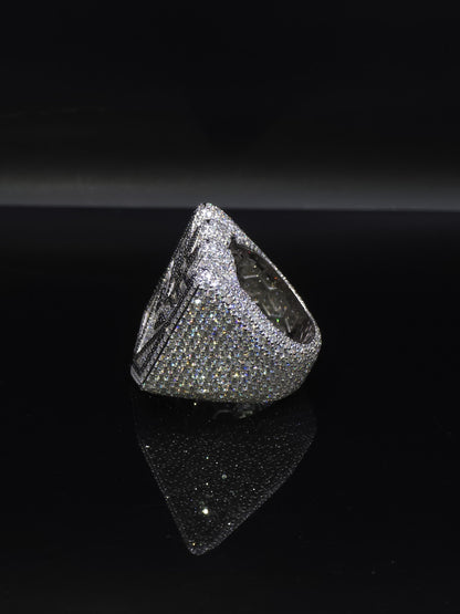 Iced Out Decepticon Ring Moissanite | Black White VVS Moissanite Ring | 925 Silver Hip Hop Statement Ring Mens Jewelry