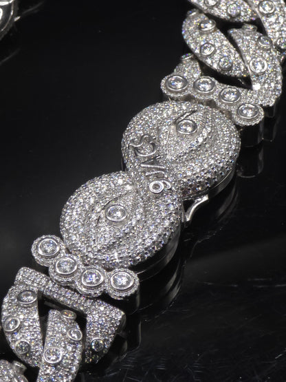 26mm Iced Out Cuban Link Chain | VVS Moissanite Hip Hop Necklace | Mosaic Bezel Set | 925 Sterling Silver | Rapper Jewelry
