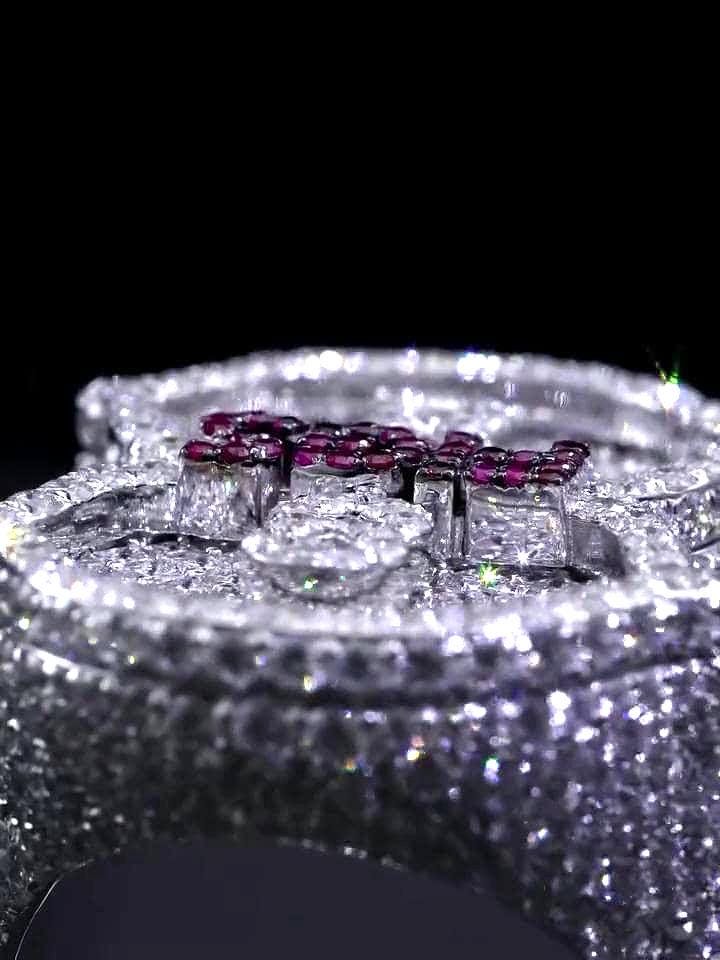 Custom Number 8 Iced Out Ring, Moissanite Diamond Ring, Ruby Letter Detail, 925 Silver Hip Hop Statement Ring, Fully Flooded Ring