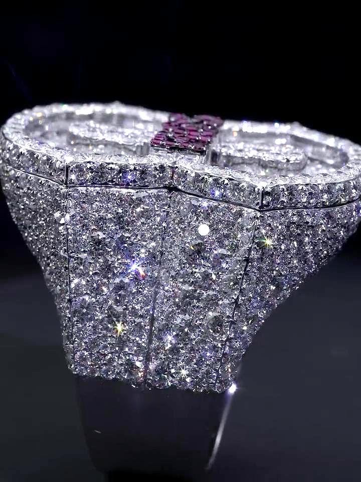 Custom Number 8 Iced Out Ring, Moissanite Diamond Ring, Ruby Letter Detail, 925 Silver Hip Hop Statement Ring, Fully Flooded Ring