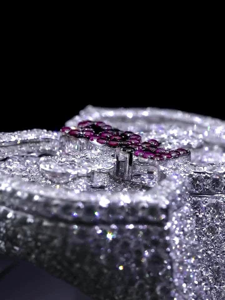 Custom Number 8 Iced Out Ring, Moissanite Diamond Ring, Ruby Letter Detail, 925 Silver Hip Hop Statement Ring, Fully Flooded Ring