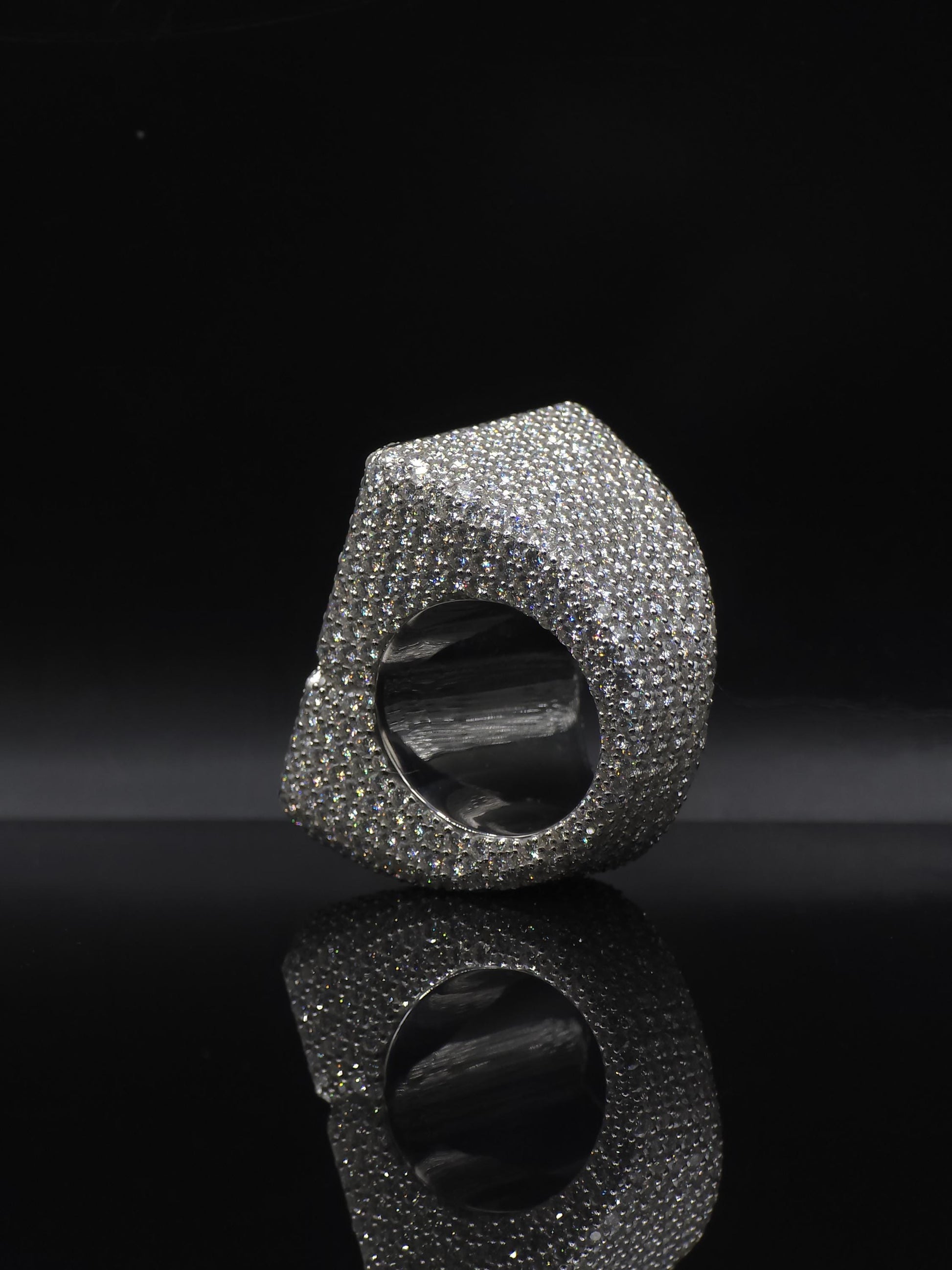 Custom Iced Out Championship Ring, 925 Sterling Silver & VVS Moissanite, Number Ring, Personalized Hip Hop Bling Ring, Men's Statement Ring