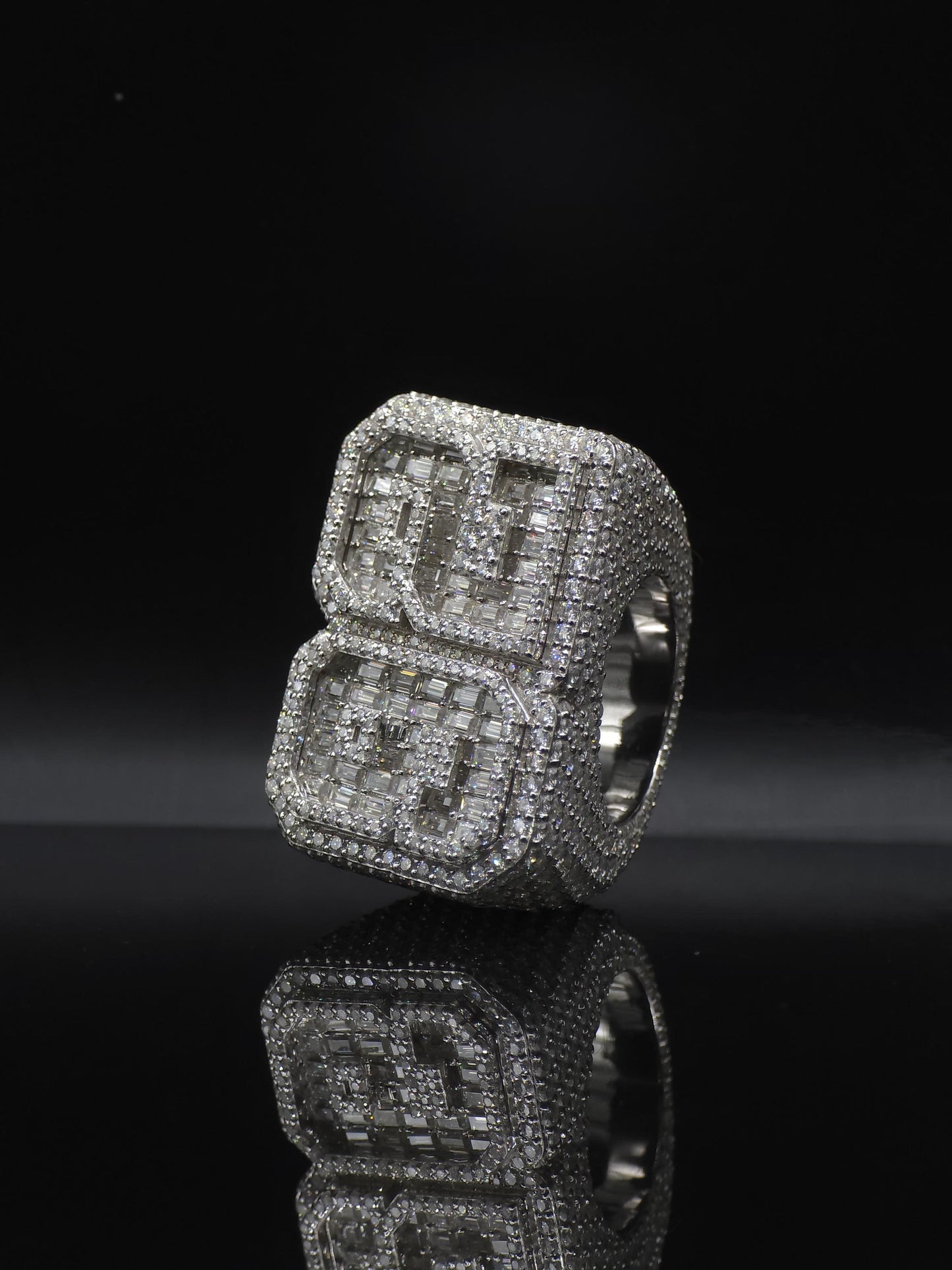 Custom Iced Out Championship Ring, 925 Sterling Silver & VVS Moissanite, Number Ring, Personalized Hip Hop Bling Ring, Men's Statement Ring