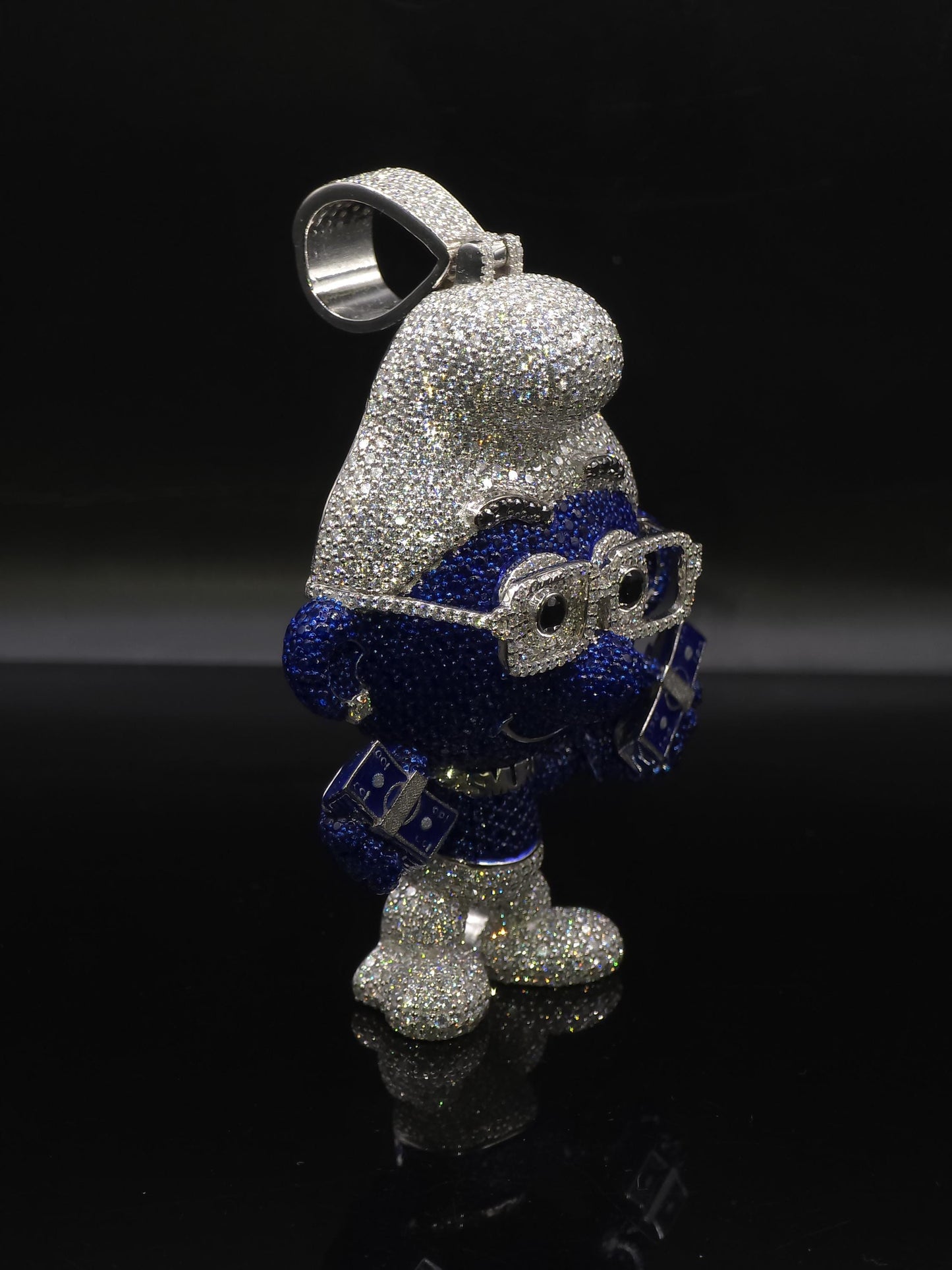 3" Iced Smurf VVS Moissanite Diamond Pendant, 925 Sterling Silver, Hip Hop Jewelry, Pass Diamond Tester