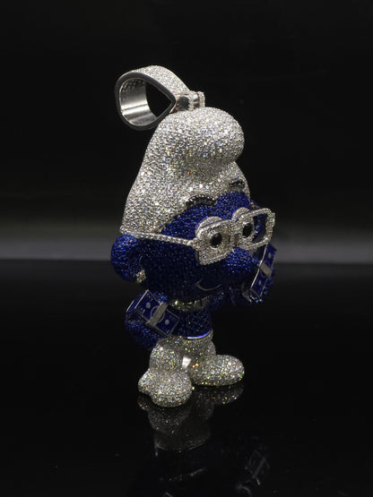 3" Iced Smurf VVS Moissanite Diamond Pendant, 925 Sterling Silver, Hip Hop Jewelry, Pass Diamond Tester