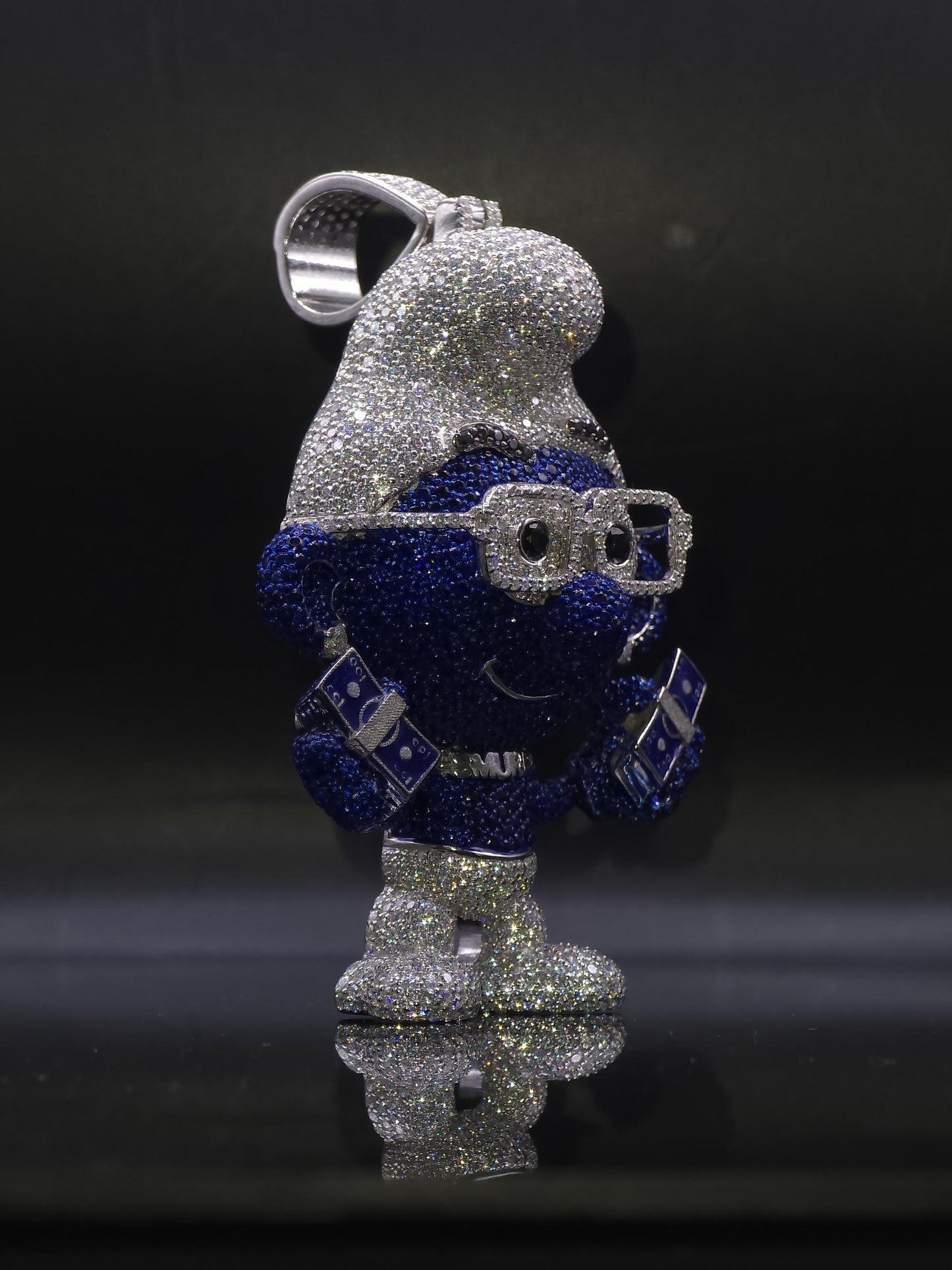 3" Iced Smurf VVS Moissanite Diamond Pendant, 925 Sterling Silver, Hip Hop Jewelry, Pass Diamond Tester