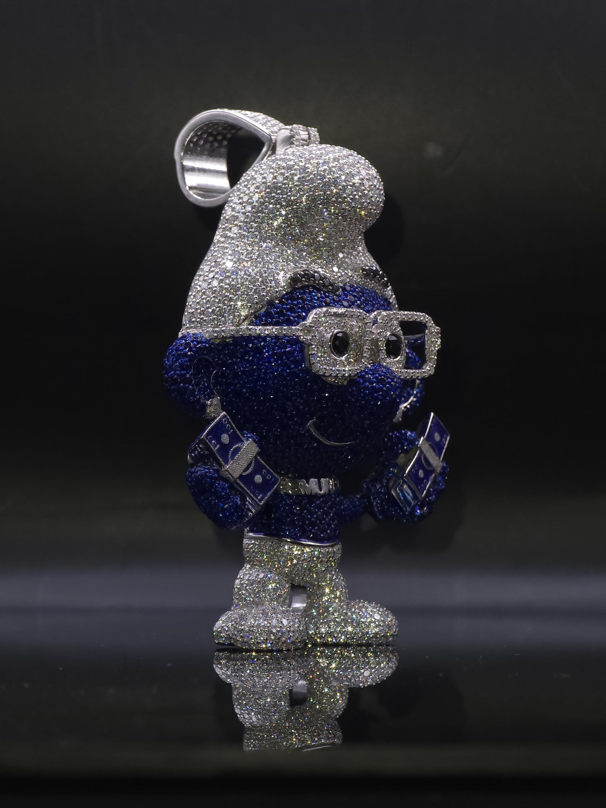 3" Iced Smurf VVS Moissanite Diamond Pendant, 925 Sterling Silver, Hip Hop Jewelry, Pass Diamond Tester