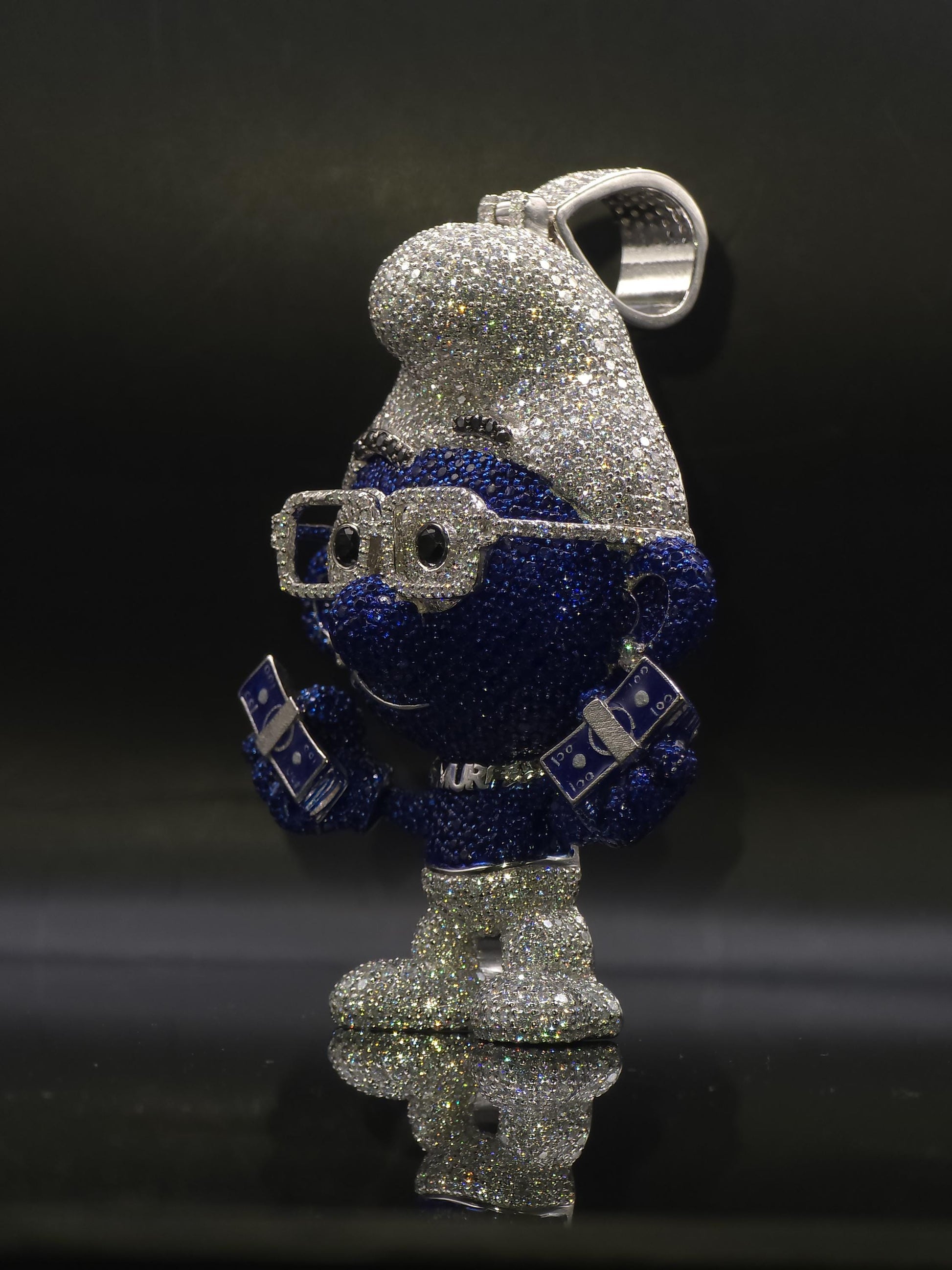 3" Iced Smurf VVS Moissanite Diamond Pendant, 925 Sterling Silver, Hip Hop Jewelry, Pass Diamond Tester