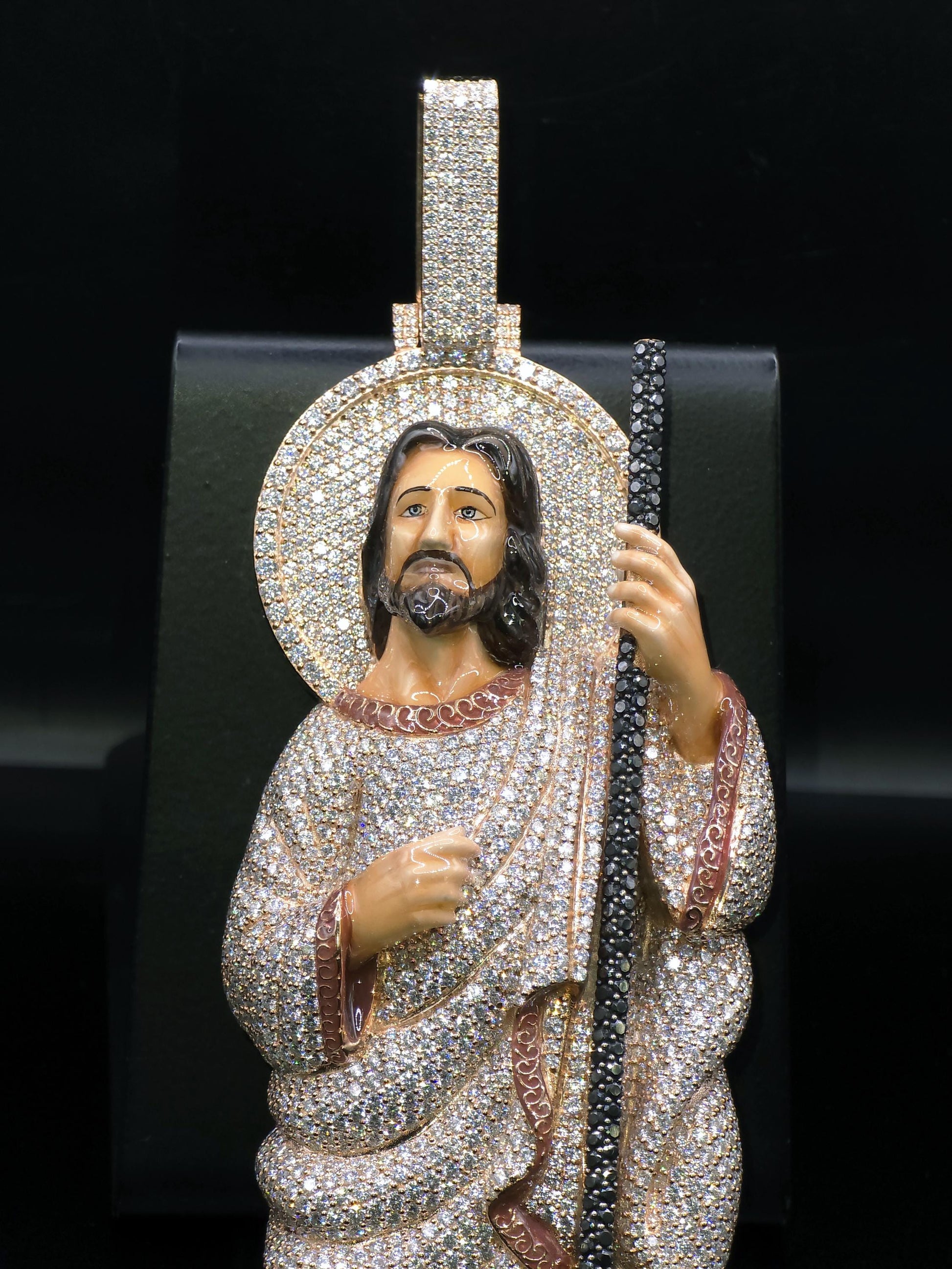 4" Iced St Jude Thaddeus VVS Moissanite Diamond Pendant, 925 Sterling Silver, Hip Hop Jewelry, Pass Diamond Tester