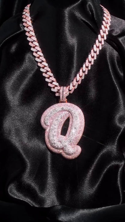 Letter Q Pendant, Custom Initial Pendant, Iced Out Hip Hop Jewelry, Moissanite Letter Charm, Personalized Gift