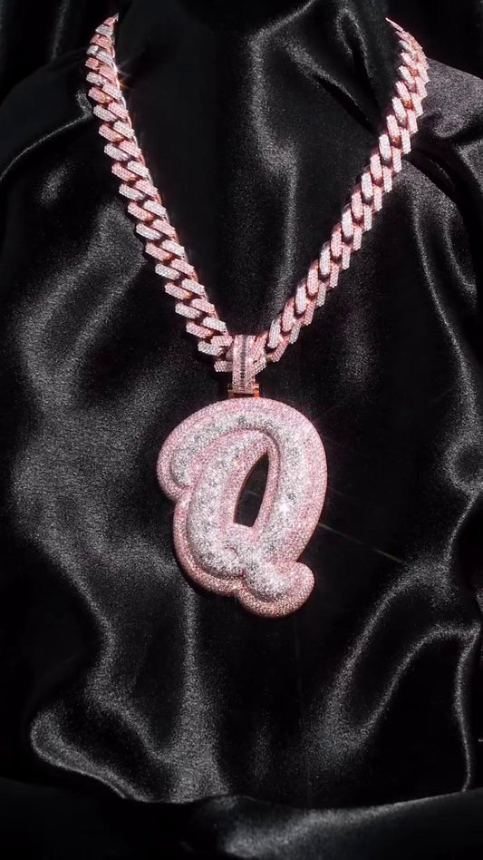Letter Q Pendant, Custom Initial Pendant, Iced Out Hip Hop Jewelry, Moissanite Letter Charm, Personalized Gift