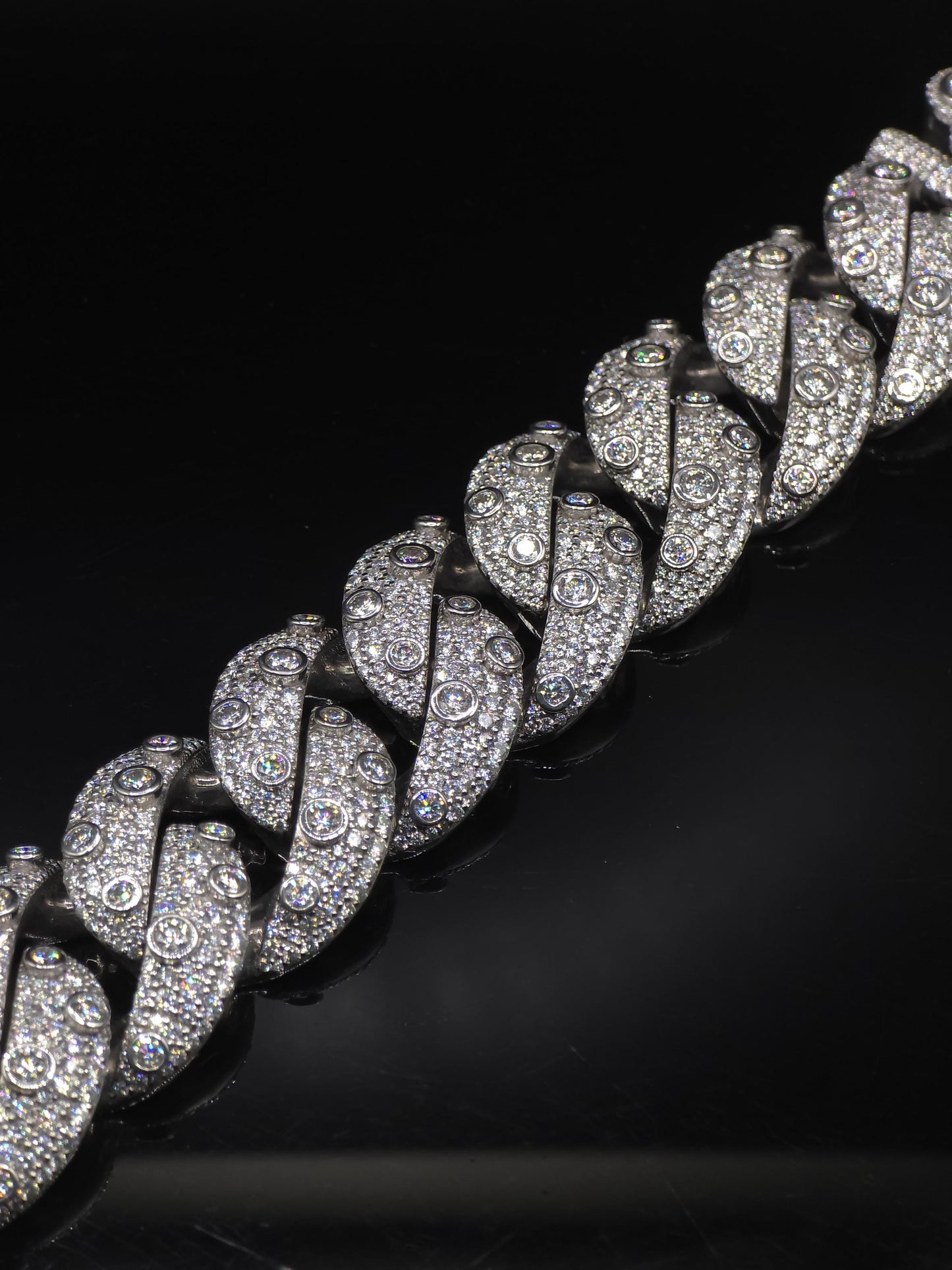 26mm Iced Out Cuban Link Chain | VVS Moissanite Hip Hop Necklace | Mosaic Bezel Set | 925 Sterling Silver | Rapper Jewelry