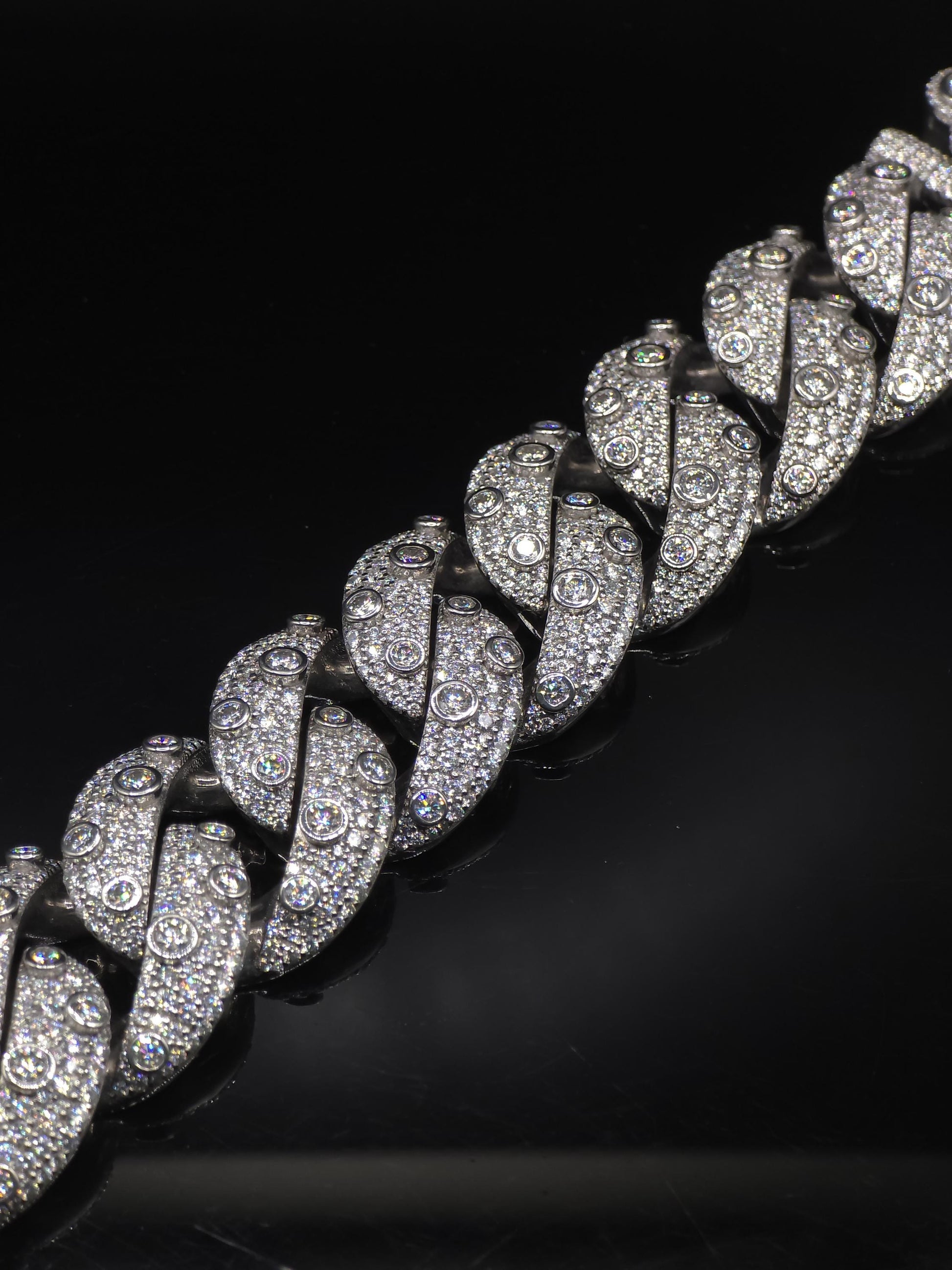 26mm Iced Out Cuban Link Chain | VVS Moissanite Hip Hop Necklace | Mosaic Bezel Set | 925 Sterling Silver | Rapper Jewelry