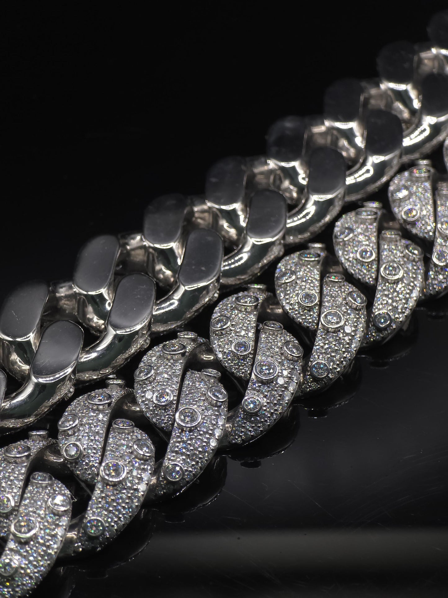26mm Iced Out Cuban Link Chain | VVS Moissanite Hip Hop Necklace | Mosaic Bezel Set | 925 Sterling Silver | Rapper Jewelry