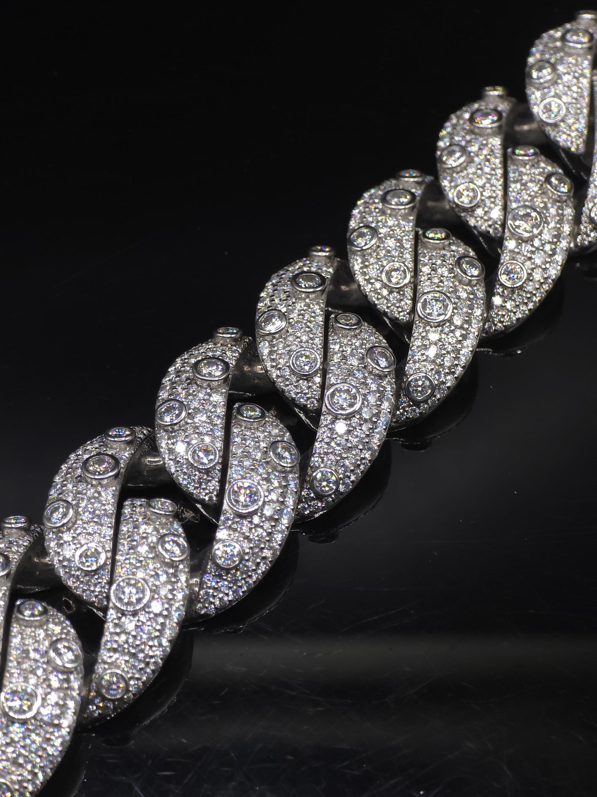 26mm Iced Out Cuban Link Chain | VVS Moissanite Hip Hop Necklace | Mosaic Bezel Set | 925 Sterling Silver | Rapper Jewelry