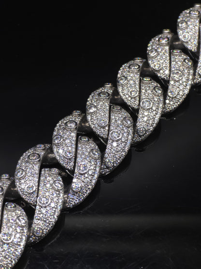26mm Iced Out Cuban Link Chain | VVS Moissanite Hip Hop Necklace | Mosaic Bezel Set | 925 Sterling Silver | Rapper Jewelry