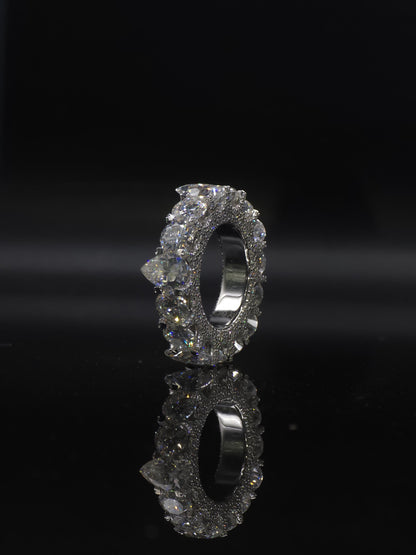 Pear and Round Cut Moissanite Eternity Band Ring | D Color VVS1 Moissanite Diamonds | Full Iced Out Band Ring | 925 Silver