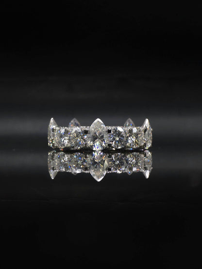 Pear and Round Cut Moissanite Eternity Band Ring | D Color VVS1 Moissanite Diamonds | Full Iced Out Band Ring | 925 Silver
