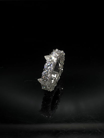 Pear and Round Cut Moissanite Eternity Band Ring | D Color VVS1 Moissanite Diamonds | Full Iced Out Band Ring | 925 Silver