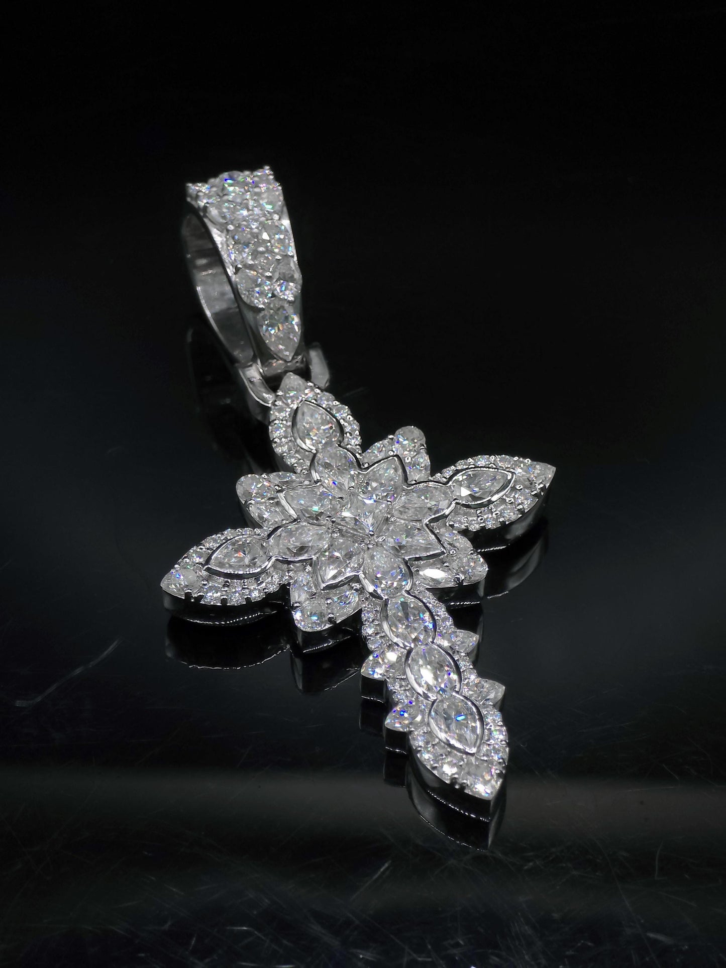 Iced Out Cross Pendant Necklace | 925 Silver / 10K Gold | CZ / Moissanite / Lab Diamond