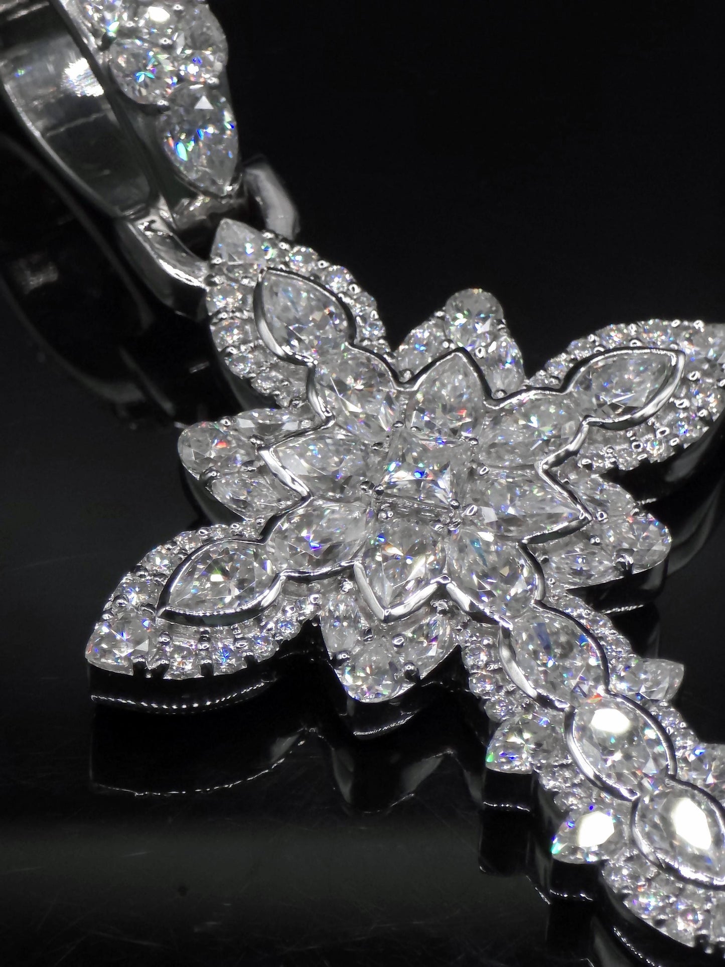 Iced Out Cross Pendant Necklace | 925 Silver / 10K Gold | CZ / Moissanite / Lab Diamond