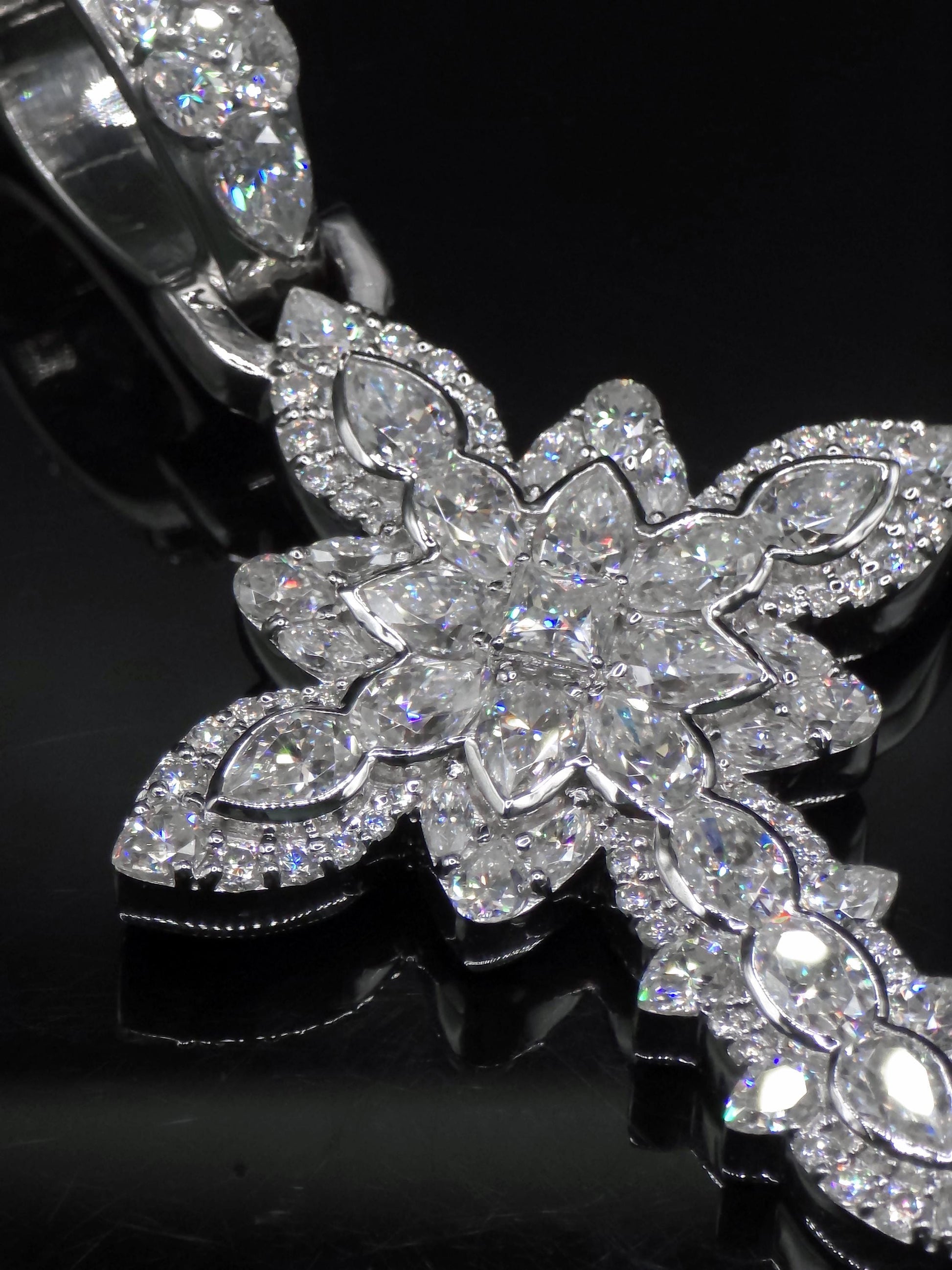 Iced Out Cross Pendant Necklace | 925 Silver / 10K Gold | CZ / Moissanite / Lab Diamond