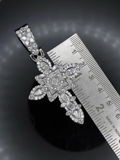 Iced Out Cross Pendant Necklace | 925 Silver / 10K Gold | CZ / Moissanite / Lab Diamond