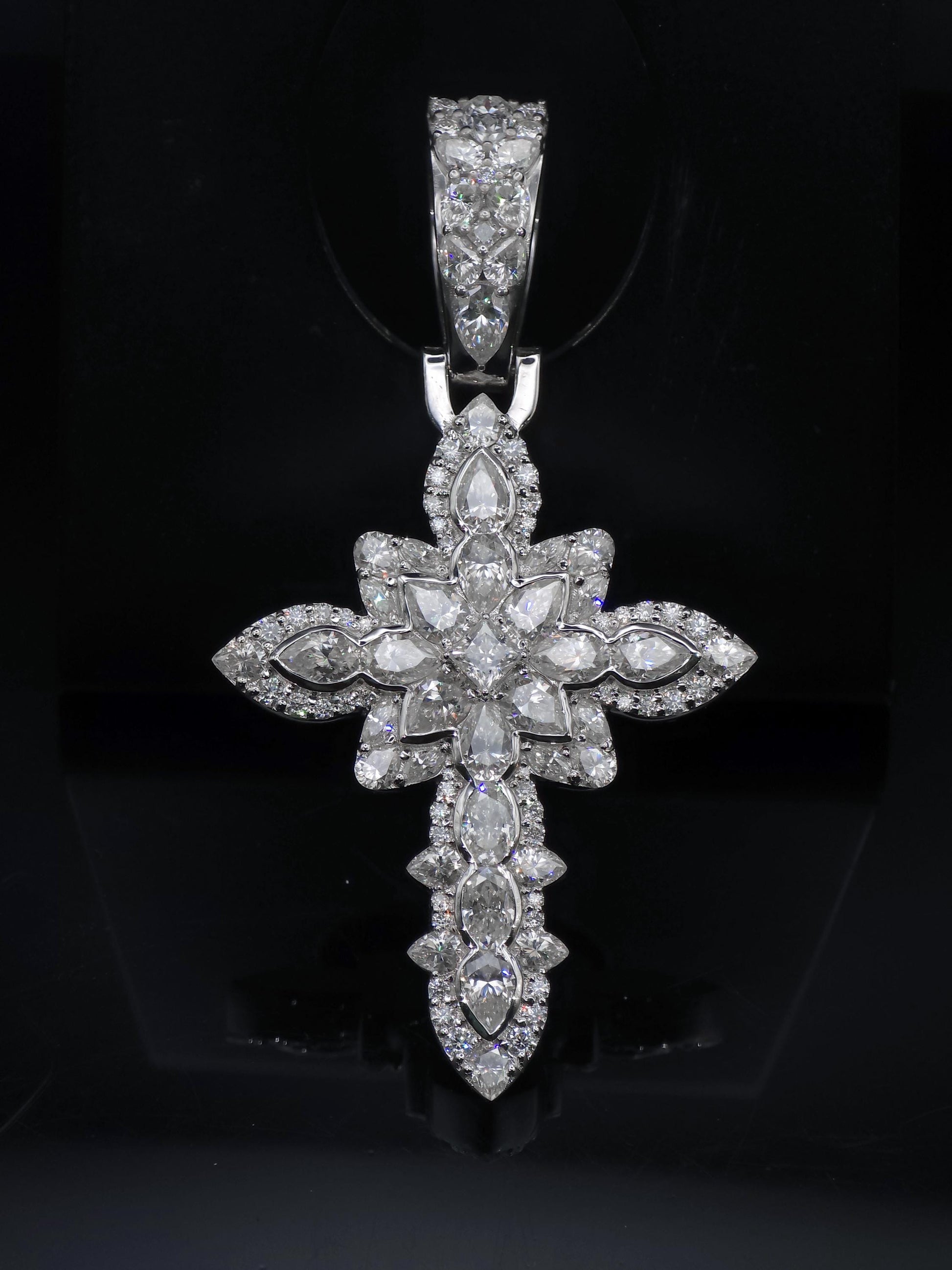 Iced Out Cross Pendant Necklace | 925 Silver / 10K Gold | CZ / Moissanite / Lab Diamond