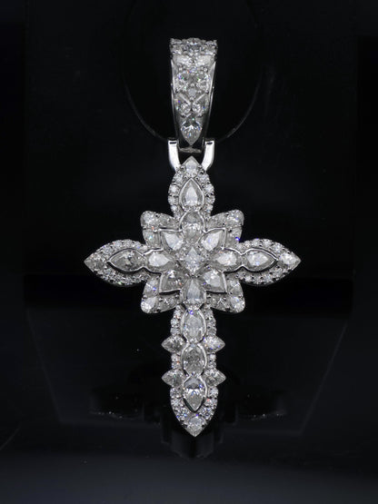 Iced Out Cross Pendant Necklace | 925 Silver / 10K Gold | CZ / Moissanite / Lab Diamond