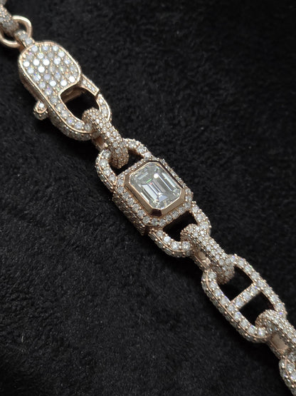 Custom Multi Shape Hermes Link Chain, 100ct VVS1 Moissanite Necklace, Hip Hop Statement Jewelry