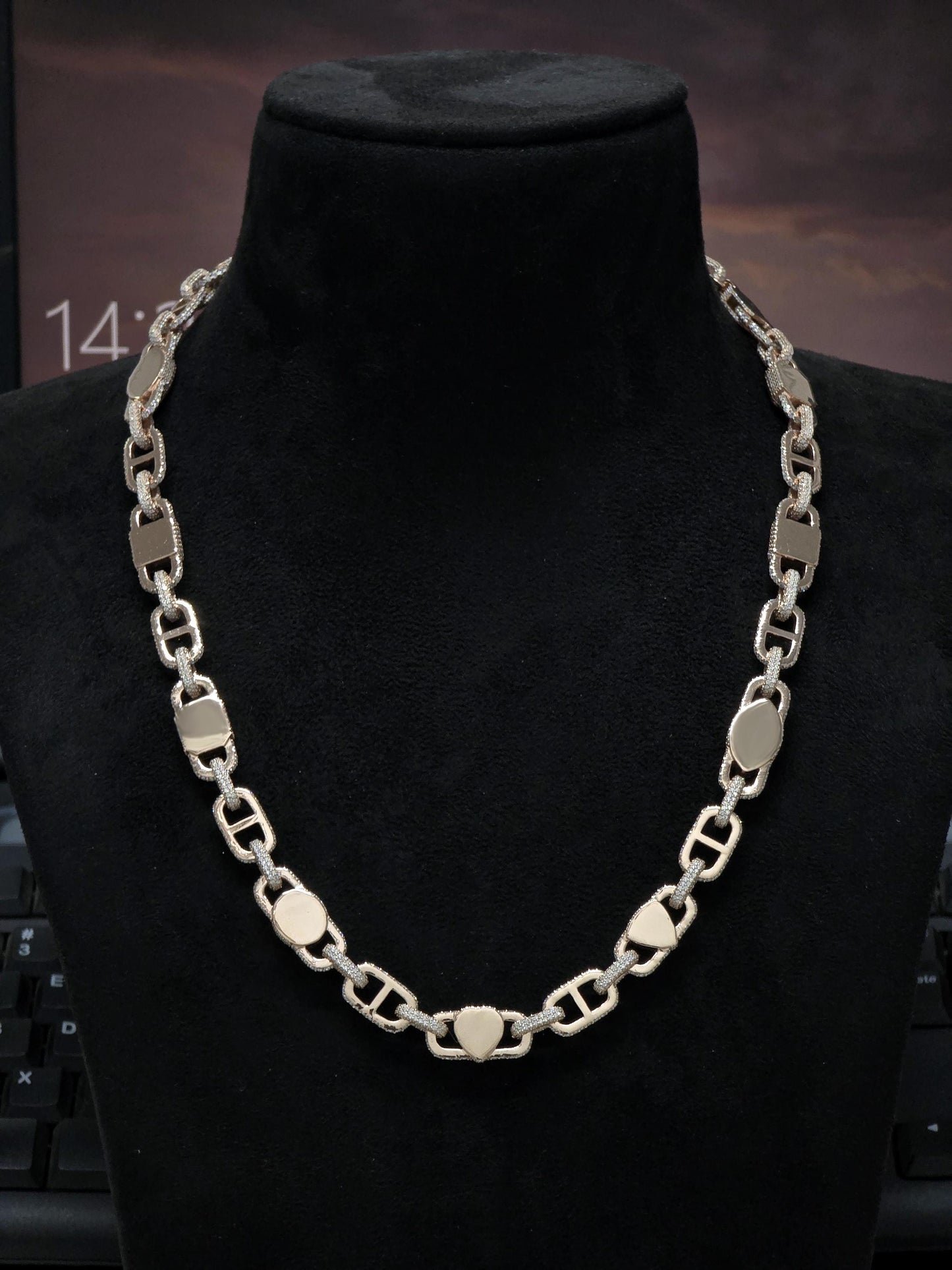 Custom Multi Shape Hermes Link Chain, 100ct VVS1 Moissanite Necklace, Hip Hop Statement Jewelry