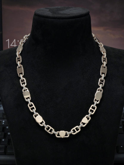 Custom Multi Shape Hermes Link Chain, 100ct VVS1 Moissanite Necklace, Hip Hop Statement Jewelry