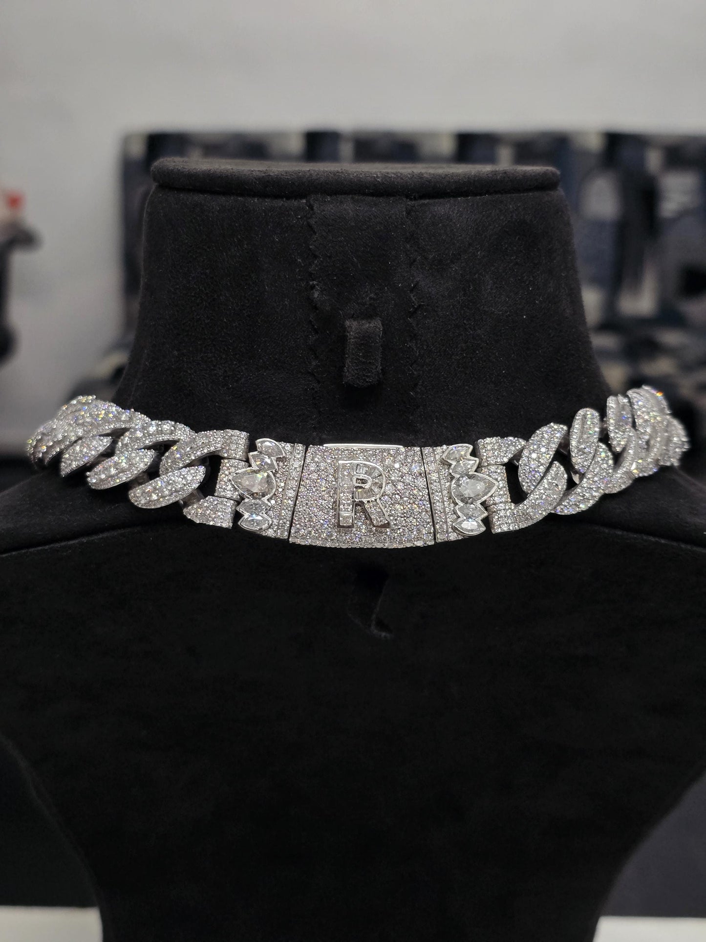 20mm Moissanite Cuban Link Chain, Mixed Links, Designer Clasp, 16–30 Inch, 925 Sterling Silver, Rhodium Plated