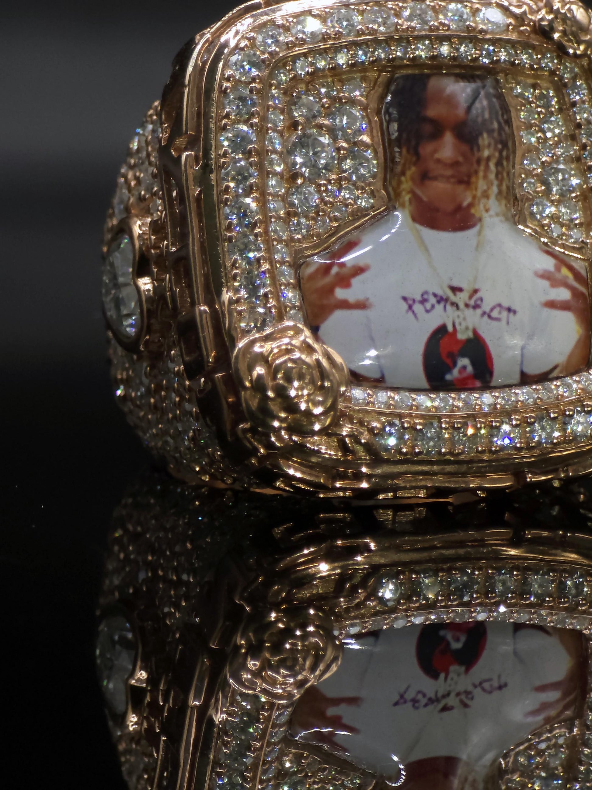 Custom Photo Memory Ring | Iced Out Moissanite Picture Ring | 925 Silver Personalized Memorial Hip Hop Ring