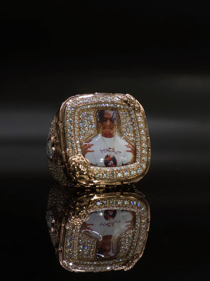 Custom Photo Memory Ring | Iced Out Moissanite Picture Ring | 925 Silver Personalized Memorial Hip Hop Ring