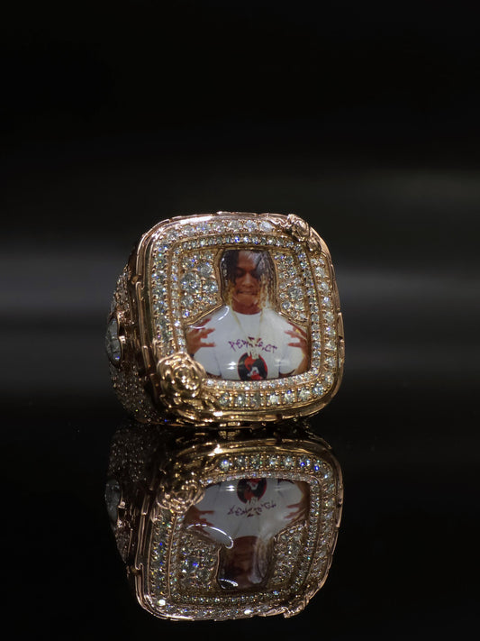 Custom Photo Memory Ring | Iced Out Moissanite Picture Ring | 925 Silver Personalized Memorial Hip Hop Ring