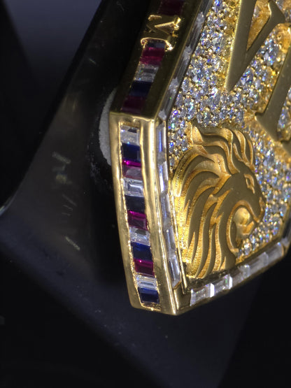 Custom Royal Lion Shield Pendant, Iced Out VII Crown Pendant, 925 Silver Moissanite Hip Hop Jewelry, Pass Diamond Tester